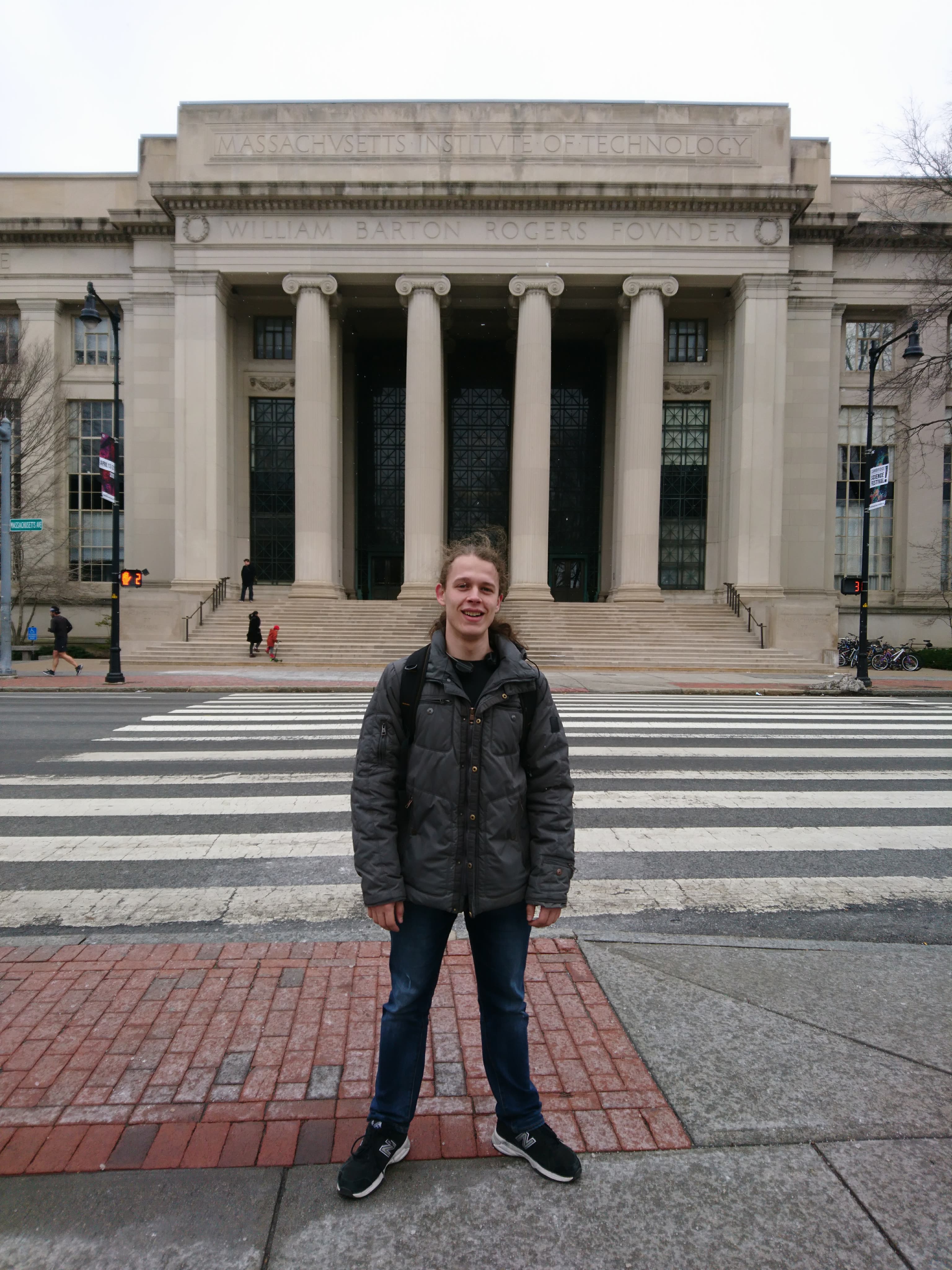 Roman in front of MIT Rogers Building, the first built for the institute originally.