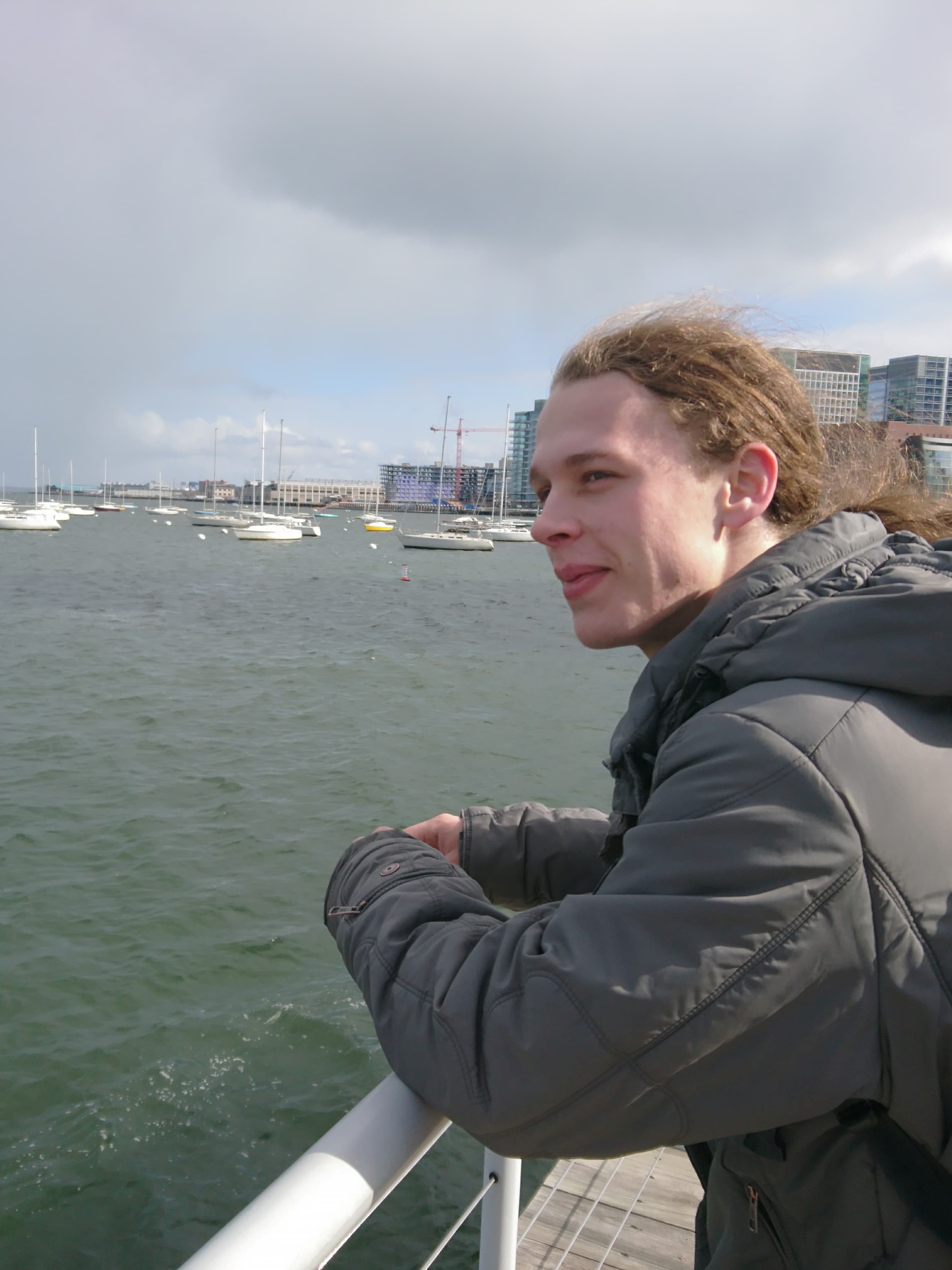 Roman looking at the Boston shore line.