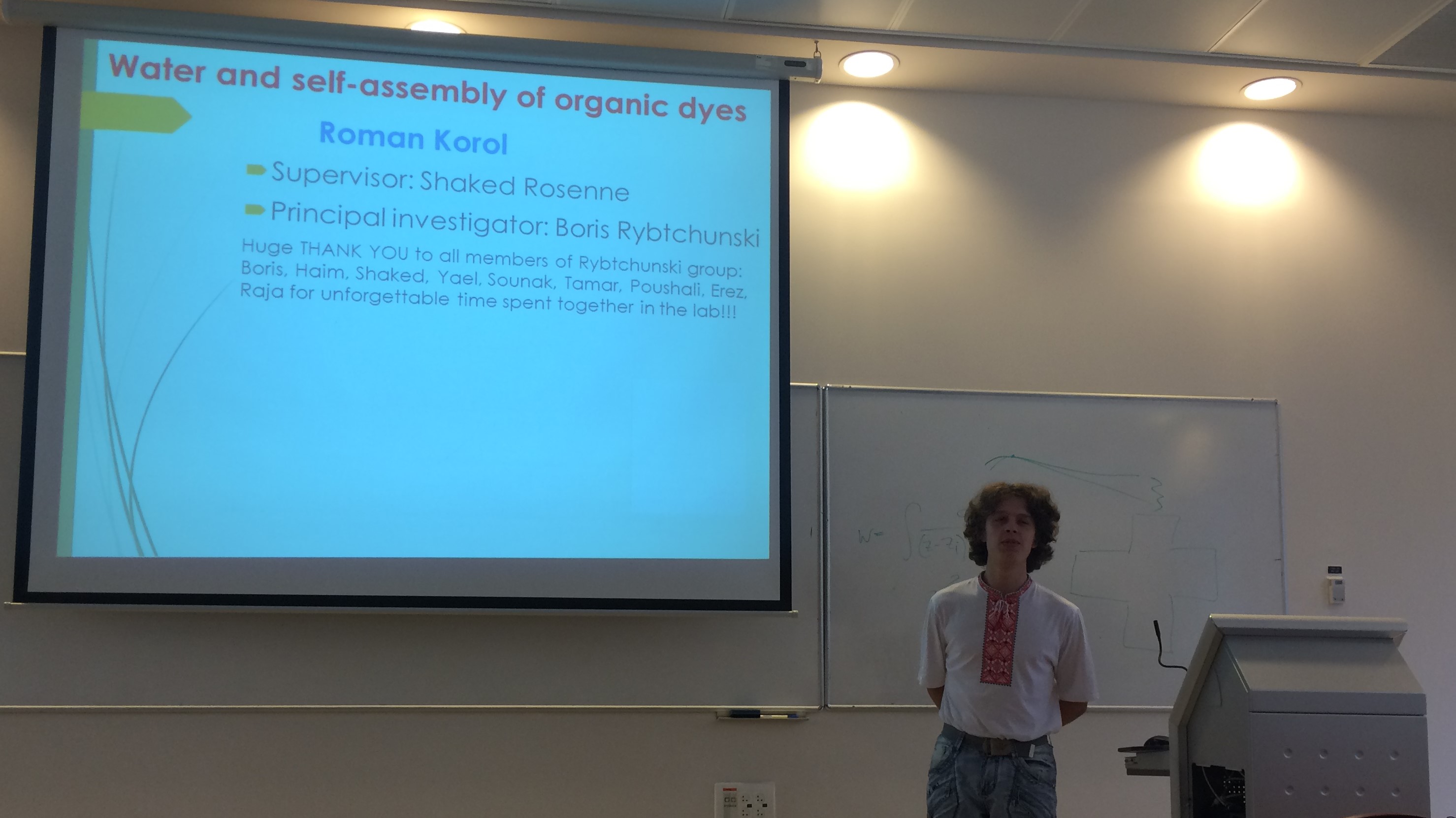 My final presentation at the Weitzman Institute of Science, Rehovot, Israel